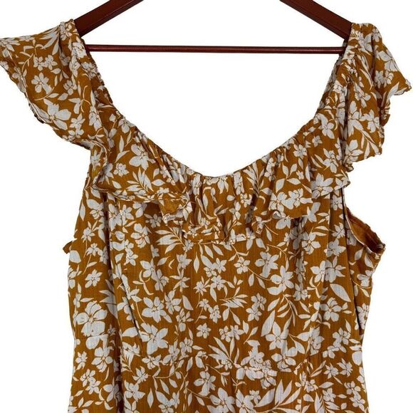 Old Navy Sunflower Yellow Floral Flutter Sleeve Dress Womens 2X Casual Summer - Picture 3 of 9